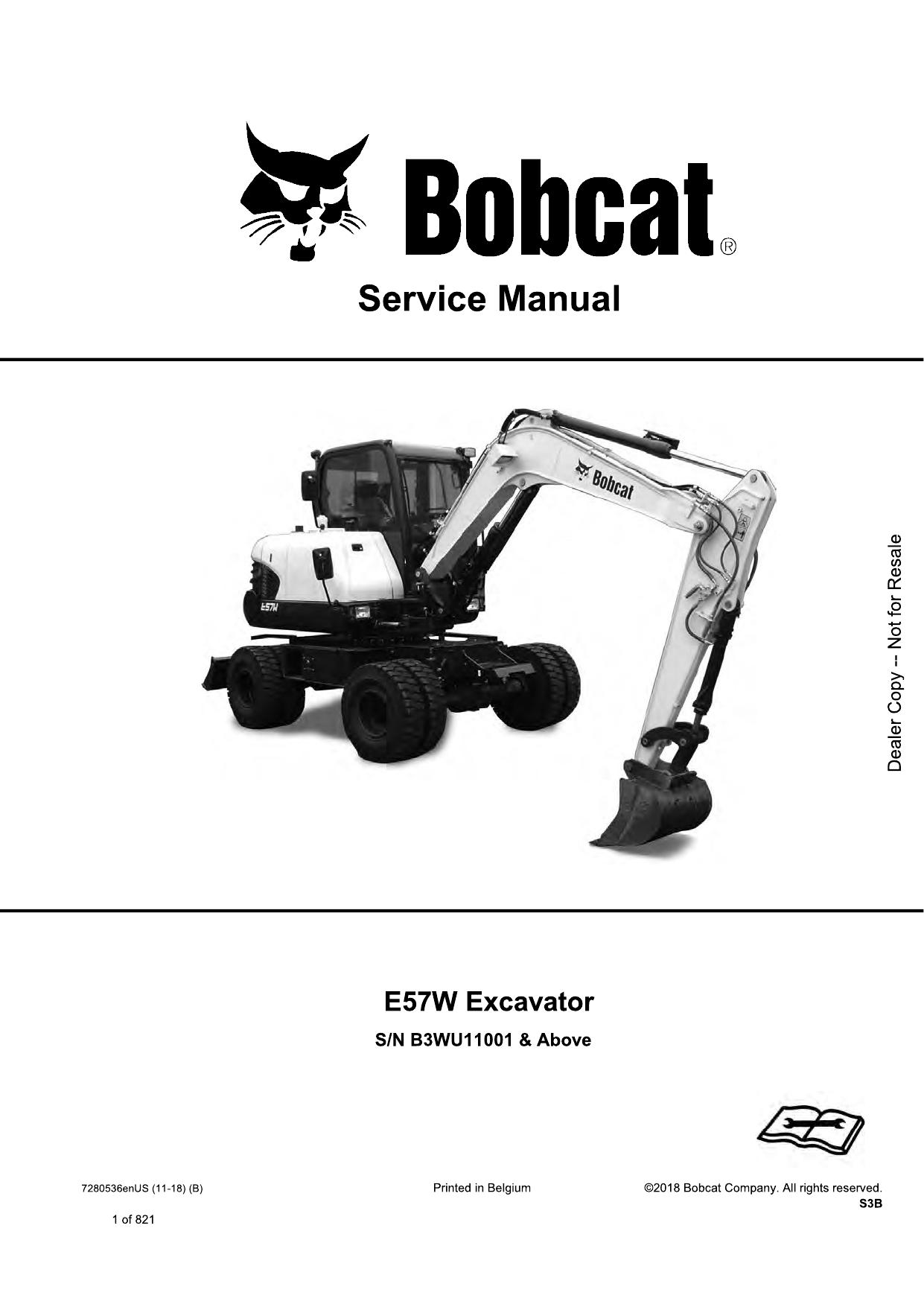 E57W Excavator Service Manual Bobcat